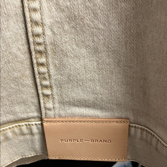 Purple Brand Men's Distressed Tan Denim Trucker Jacket - Picture 9 of 10